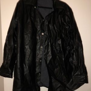 Black leather button up shirt
